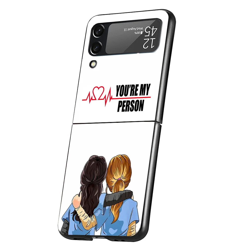 Greys Anatomy Person Case Phone Cover for Samsung Galaxy Z Flip 6 5 4 3 5G ZFlip6 ZFlip5 ZFlip4 ZFlip3 Black Hard Trend Fundas