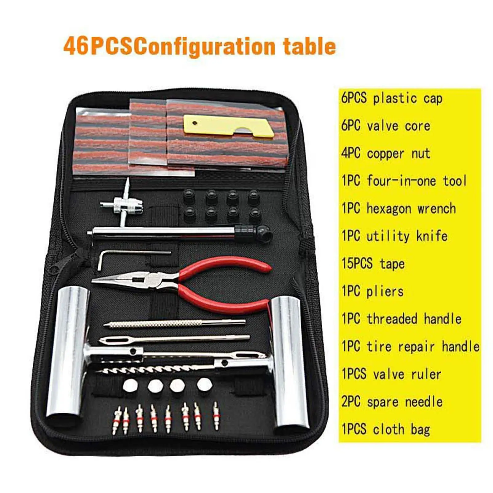 Motorcycle Anti-puncture Kit 46PCS Flat Tyre Repair Patch Repair Tools Automotive Repair Tire Tubeless Tires Kit Set Origin O5S8