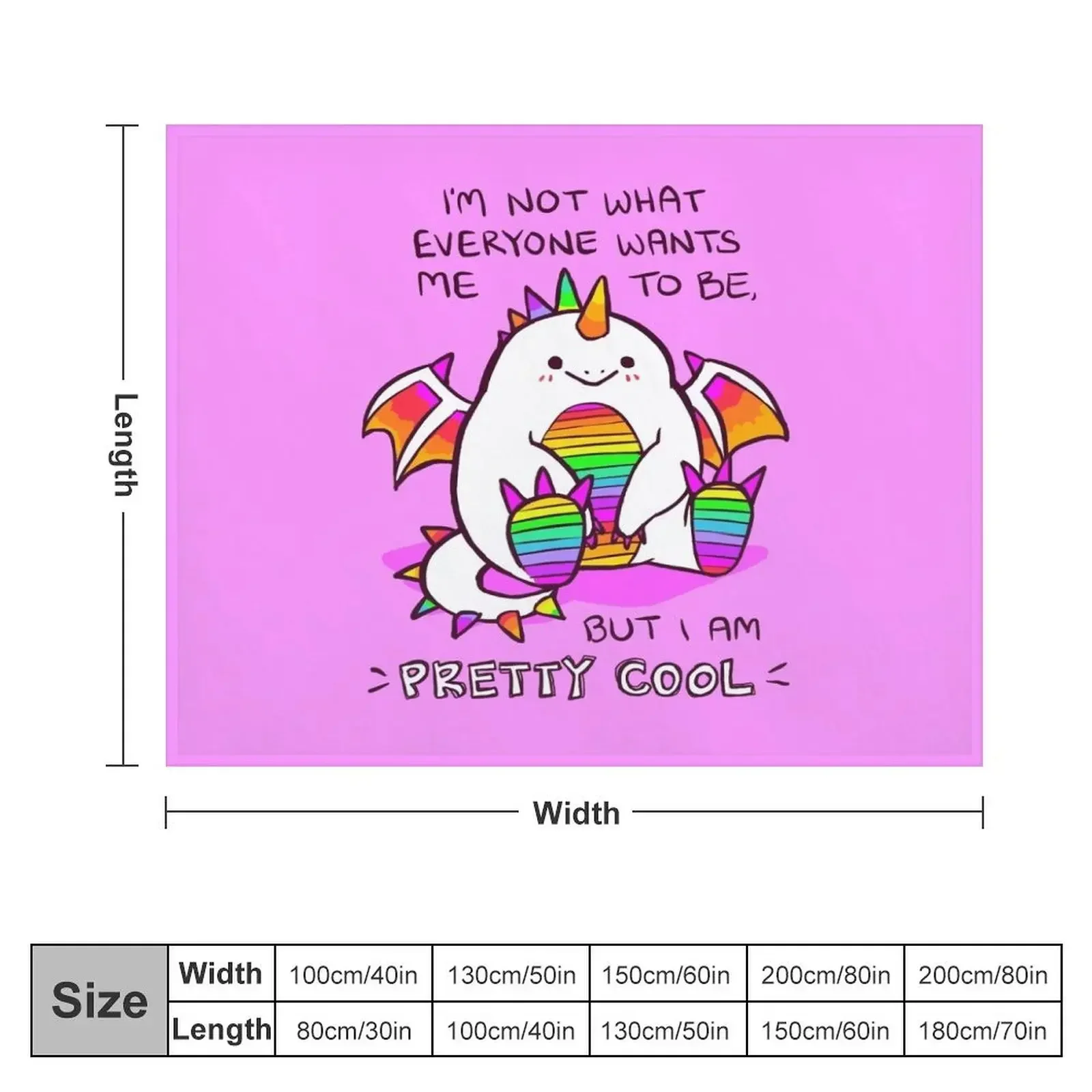 I AM PRETTY COOL Rainbow Potato Dragon Throw Blanket Large anime Blankets