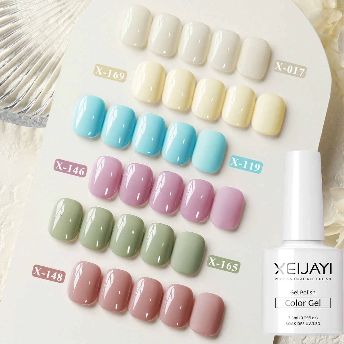 XEIJAYI Macaron 6pcs/set--Trendy Pastel Shades Long-Lasting Quick Dry  Soak Off Formula for DIY Salon Manicure