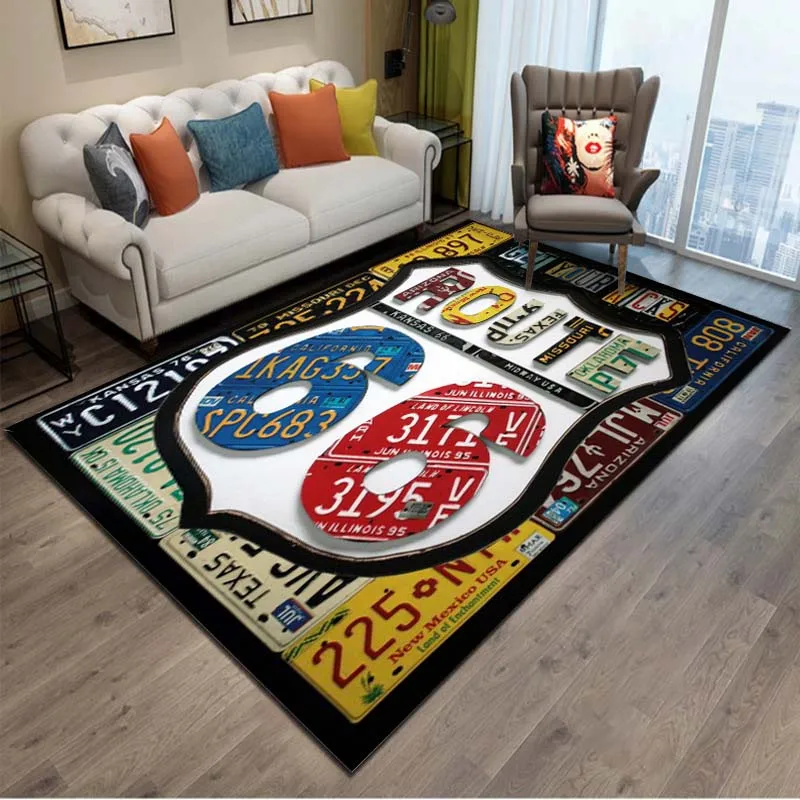 

15 Sizes Route 66,Mother Road,mãe estrada Area Rug,Carpet Rug for Living Room Bedroom Sofa Doormat Decor,Non-slip Floor Mat