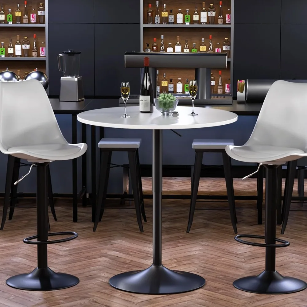 طاولة حانة مستديرة طاولة كوكتيل لغرفة الطعام والمطبخ وبار الفناء، 27.5-36 ارتفاع قابل للتعديل، طاولة حانة بارتفاع الارتفاع #2