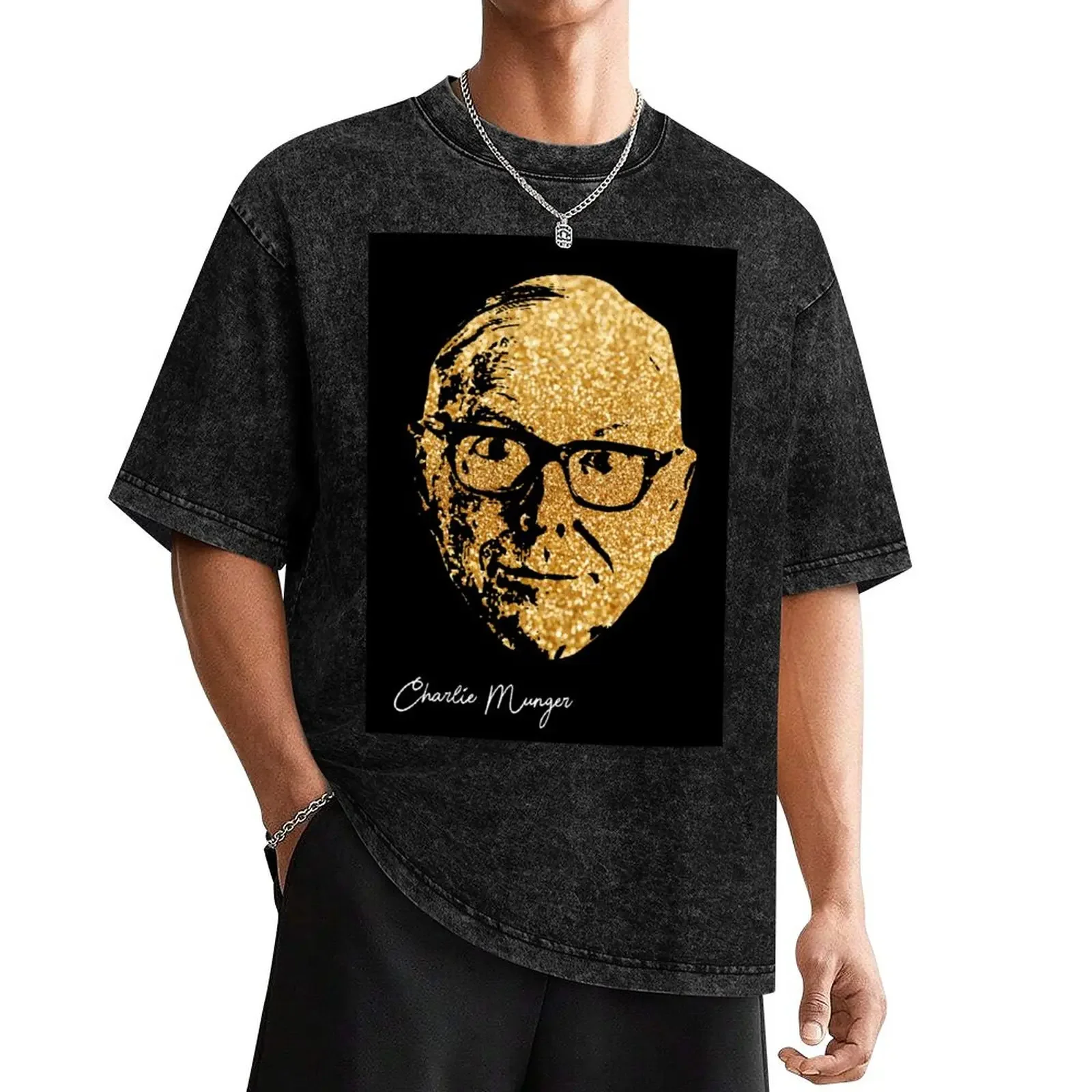 

Charlie Munger portrait T-Shirt animal prinfor boys customs summer clothes plain black t shirts men