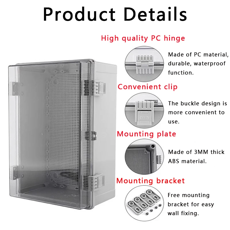 صندوق مقاوم للماء خارجي من النوع AD، بأبعاد 300*300*170 مم، تصنيف مقاوم للماء IP67 #2