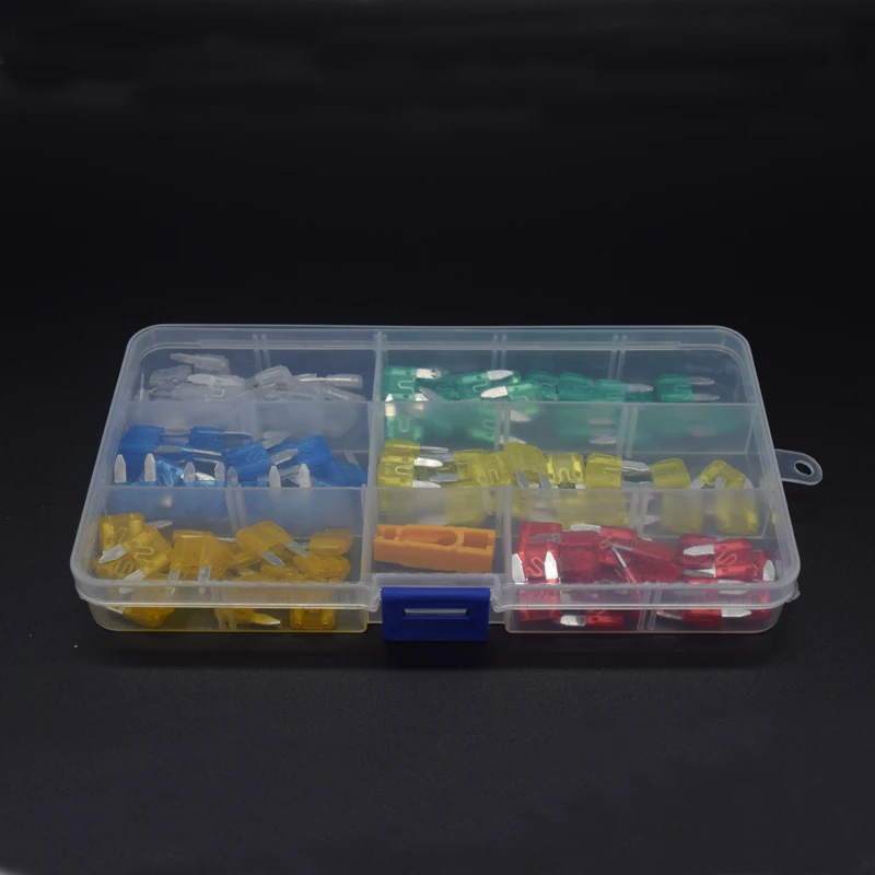 Juego de fusibles de tamaño pequeño para coche y camión, Kit de piezas de seguro de perfil bajo, surtido de MINI fusibles, 120 piezas