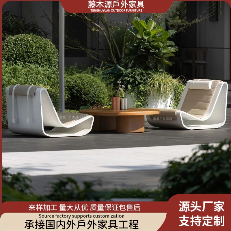 

Outdoor leisure sofa, Nordic style living room, designer hotel, homestay,, courtyard terrace, light luxury sofa