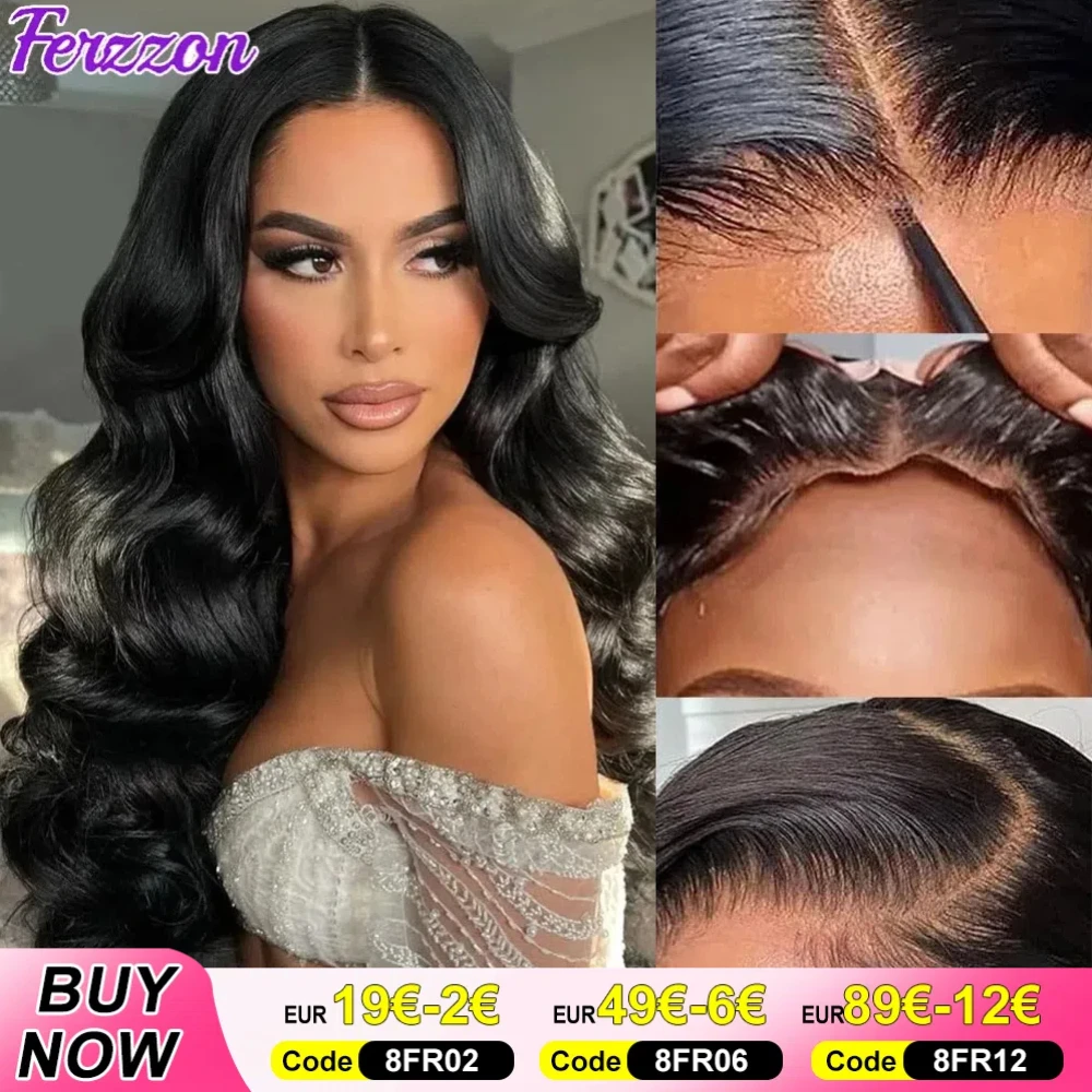 5x5 Glueless Wig Human Hair Lace Closure Pre Plucked Human Hair 6x4 Wig Closure 180 Density Body Wave Human Hair With Elastic Band for Beginners 3 Days Delivery