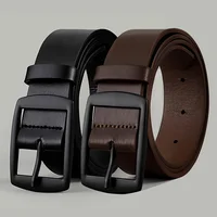 Men's PU Leather Belt with Metal Pin Buckle – Slim 3cm Strap, Black / Brown, 110–127cm, 1 or 2-Pack