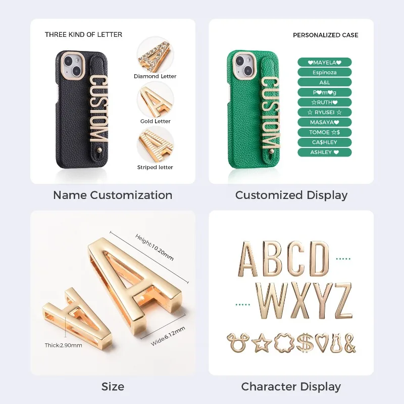 Custom Personalized Name Letters Leather Phone Case for IPhone 16 15 14 13 12 11 Pro Max Breathable Protector Cover