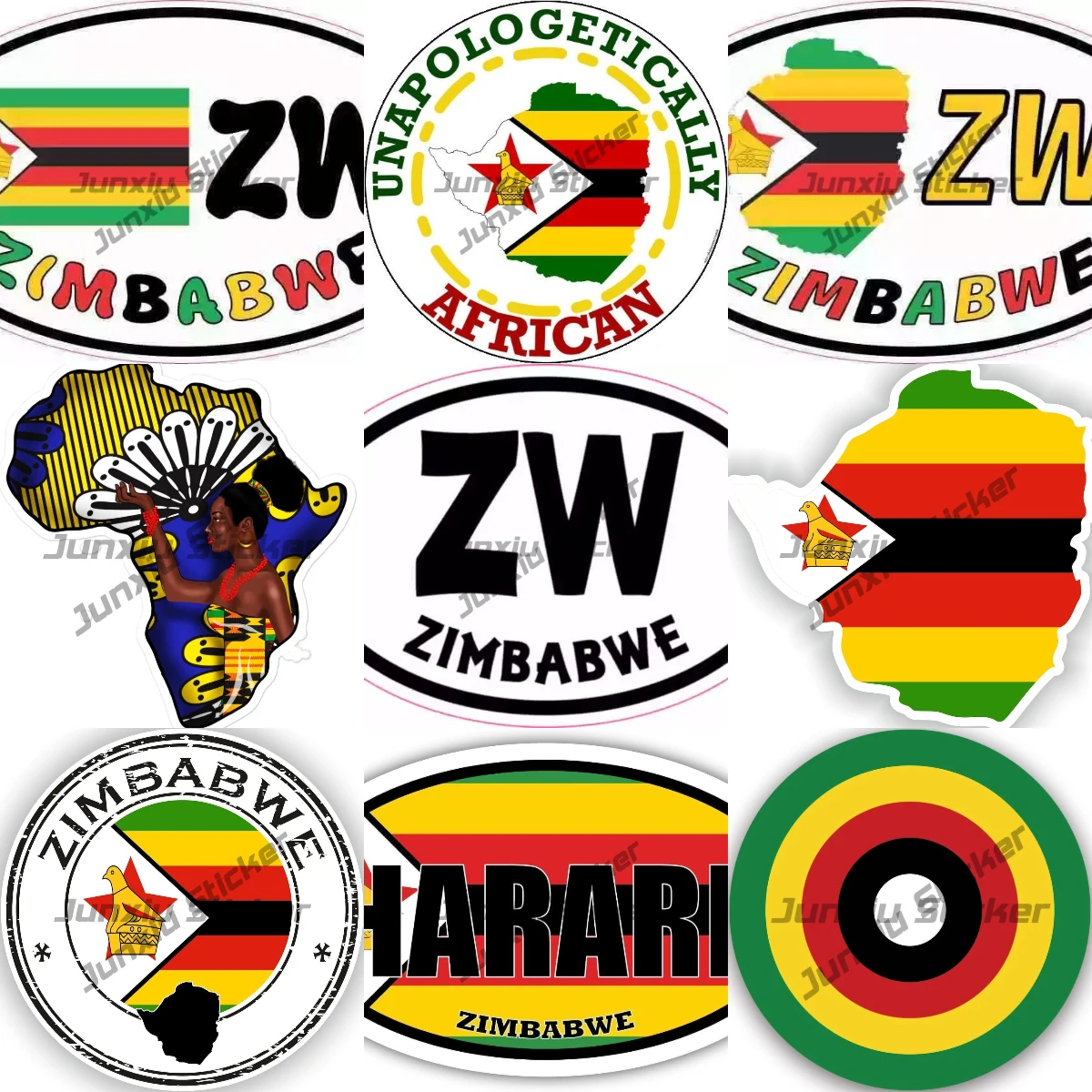 

Zimbabwe Map Flag Oval Country ZW Vinyl Vehicle Stickers Engine Cover Decor Graphic Beauty for Decoration PVC Accessories