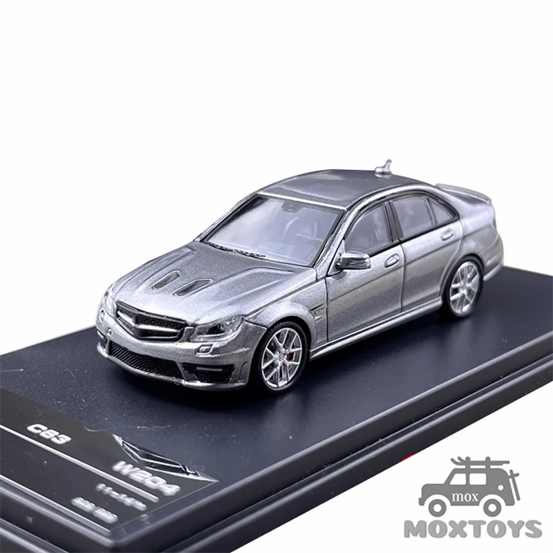 KING MODEL 1:64 C63 W204 Limited799 Titanium Gray / Yellow / Blue Diecast Model Car
