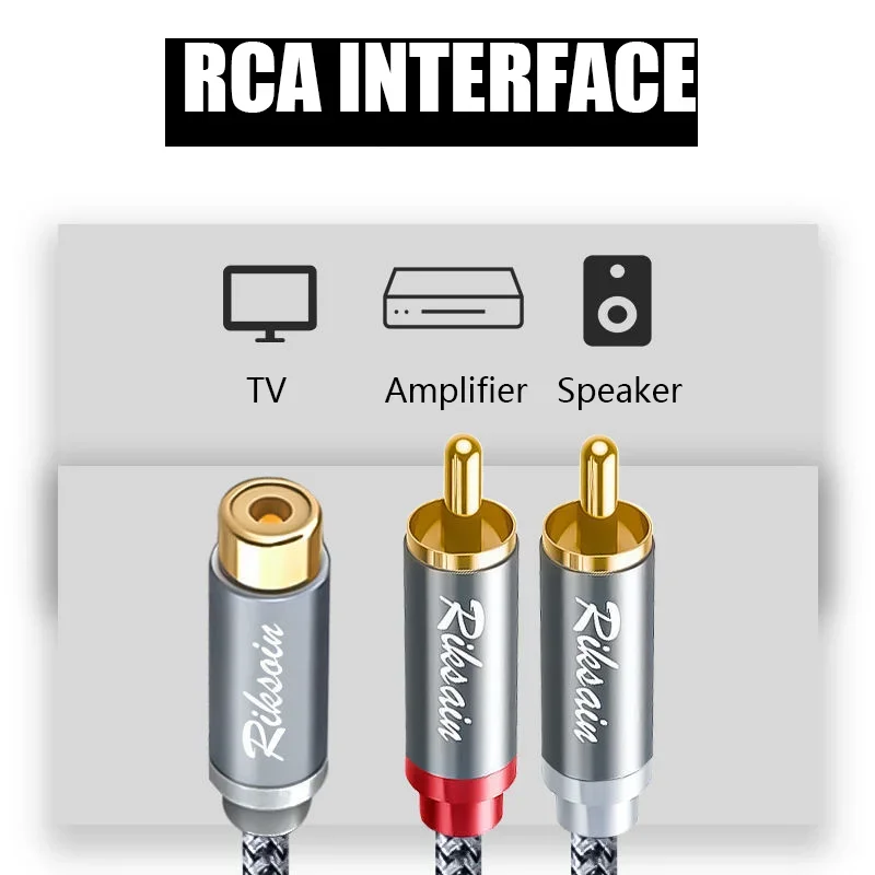 RCA Y Splitter Cable للسيارة ، مزدوج RCA Male ، سلك ستيريو ، مضخم صوت ، تلفزيون ، مشغل CD ، مسرح منزلي ، 2RCA Male