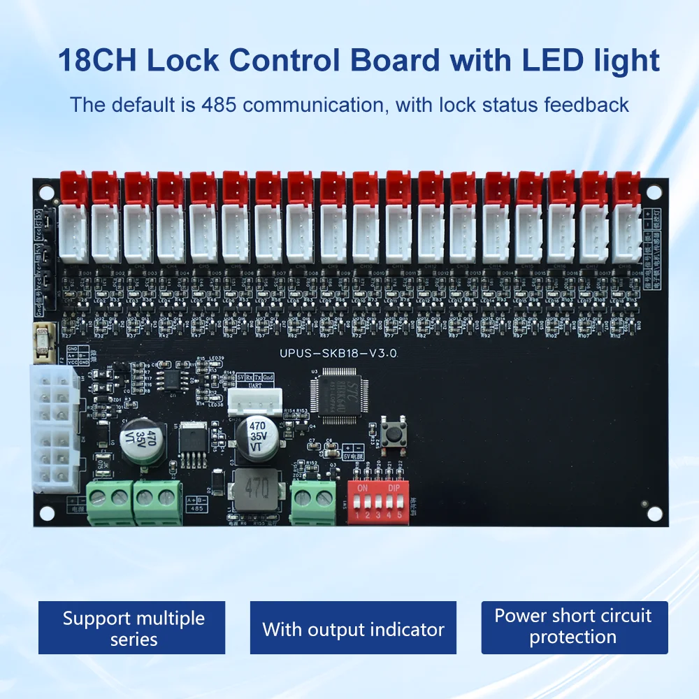 Parcel Locker Control Board 18 Channel Electronic Locker System Controller RS485 Communication  Open Protocol Lock Controller