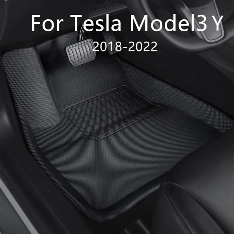 

For Tesla Model 3 Y car waterproof non-slip floor mat TPE XPE modified car accessories 3Pc/Set Fully surrounded special foot pad