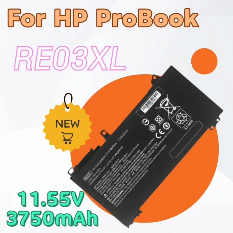 

New Replacement Laptop Battery 11.55V 3750mAh RE03XL for HP ProBook 430 440 445 450 455 G6 G7 L32407-AC1 HSTNN-DB9A HSTNN-OB1C
