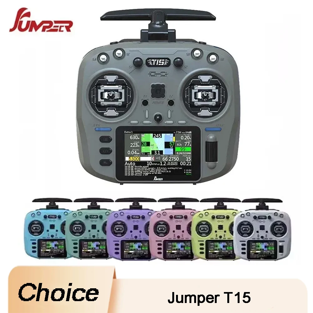 

Радиоконтроллер Jumper T15, 2,4 ГГц/915 МГц, ELRS, 1000 МВт, 3,5-дюймовый сенсорный экран, датчик Холла для радиоуправляемого управления дроном дальнего действия