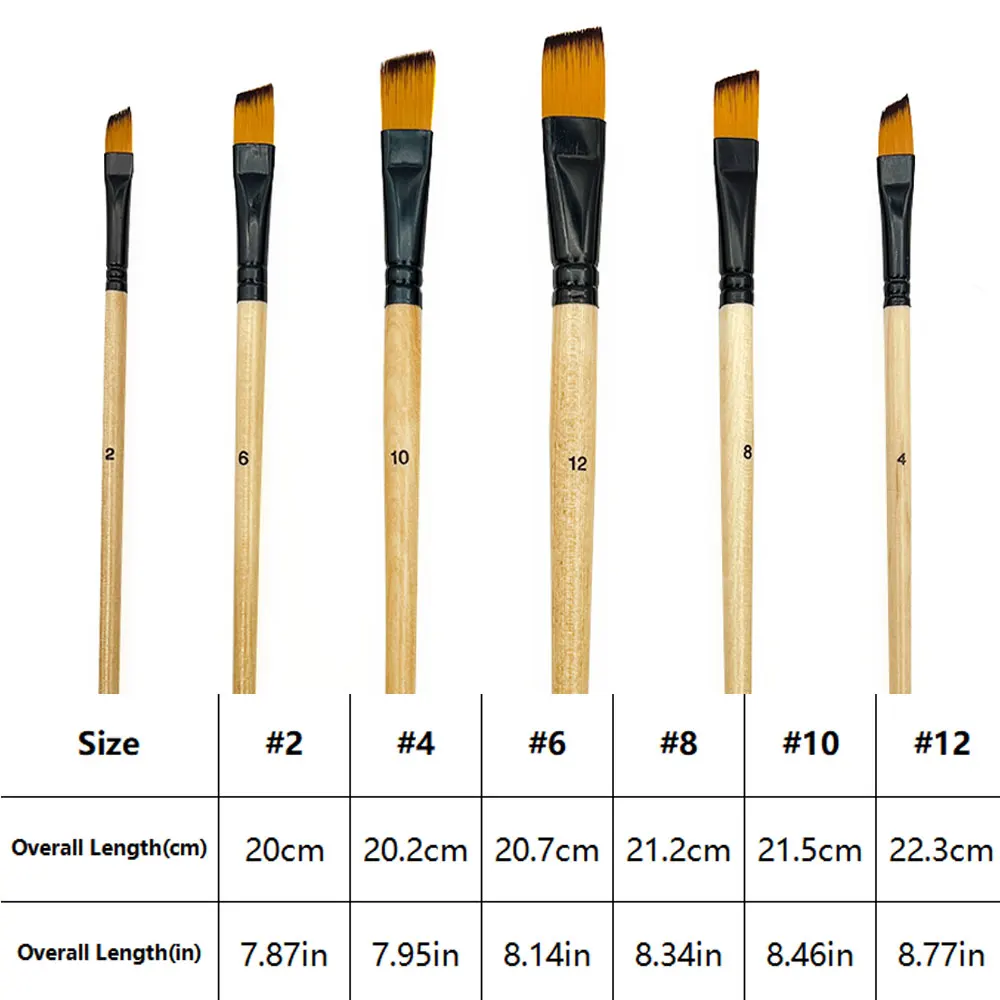 Angular Paint Brushes for Acrylic Painting,6Pcs Artist  Paint Brushes Set Paint Brushes for Watercolor Painting Brush