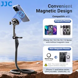 JJC 마그네틱 폰 펜스 마운트 홀더 (아이폰 16 15 14 DJI 오즈모 360 고프로 히어로 13 12 11 AKASO 인스타360 호환) 플렉시블 폰 스탠드