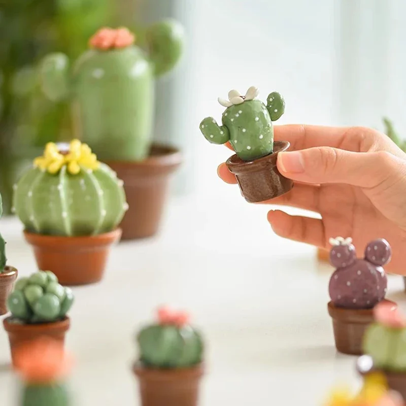 Originality Nordic Decoration Craft Modern Living Room Ceramic Cactus Decoration Craft Figurines & Miniatures Decor Estatua FYFM