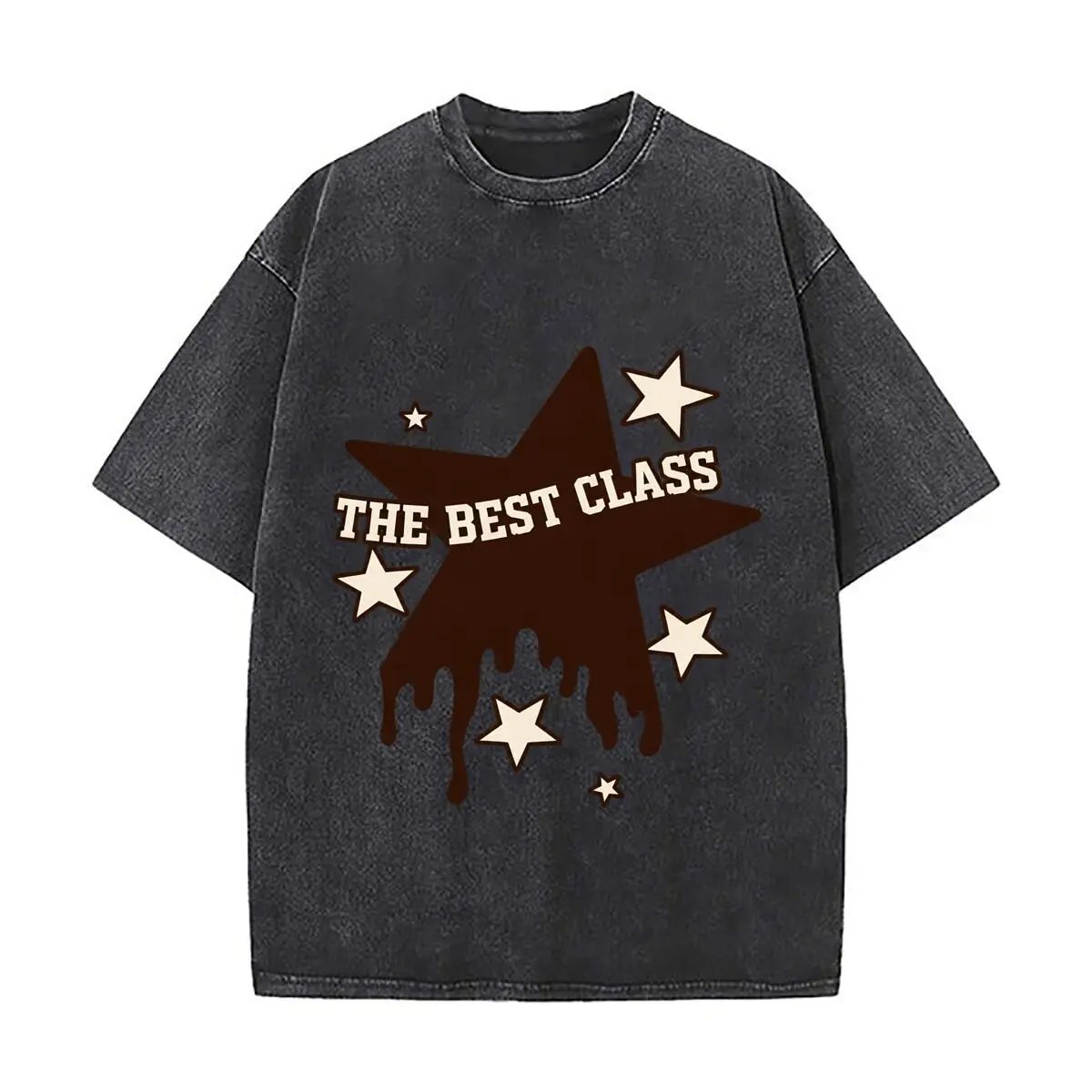 The Best Class Dripping Star Graphic Distressed Faded Baggy Streetwear Tops for Park Hangouts