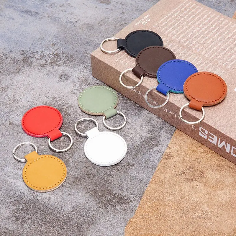 10pcs 50mm Round Pu Leather Keychain Car Key Chain Pendant Can Be Printed Logo Free Delivery Shipping