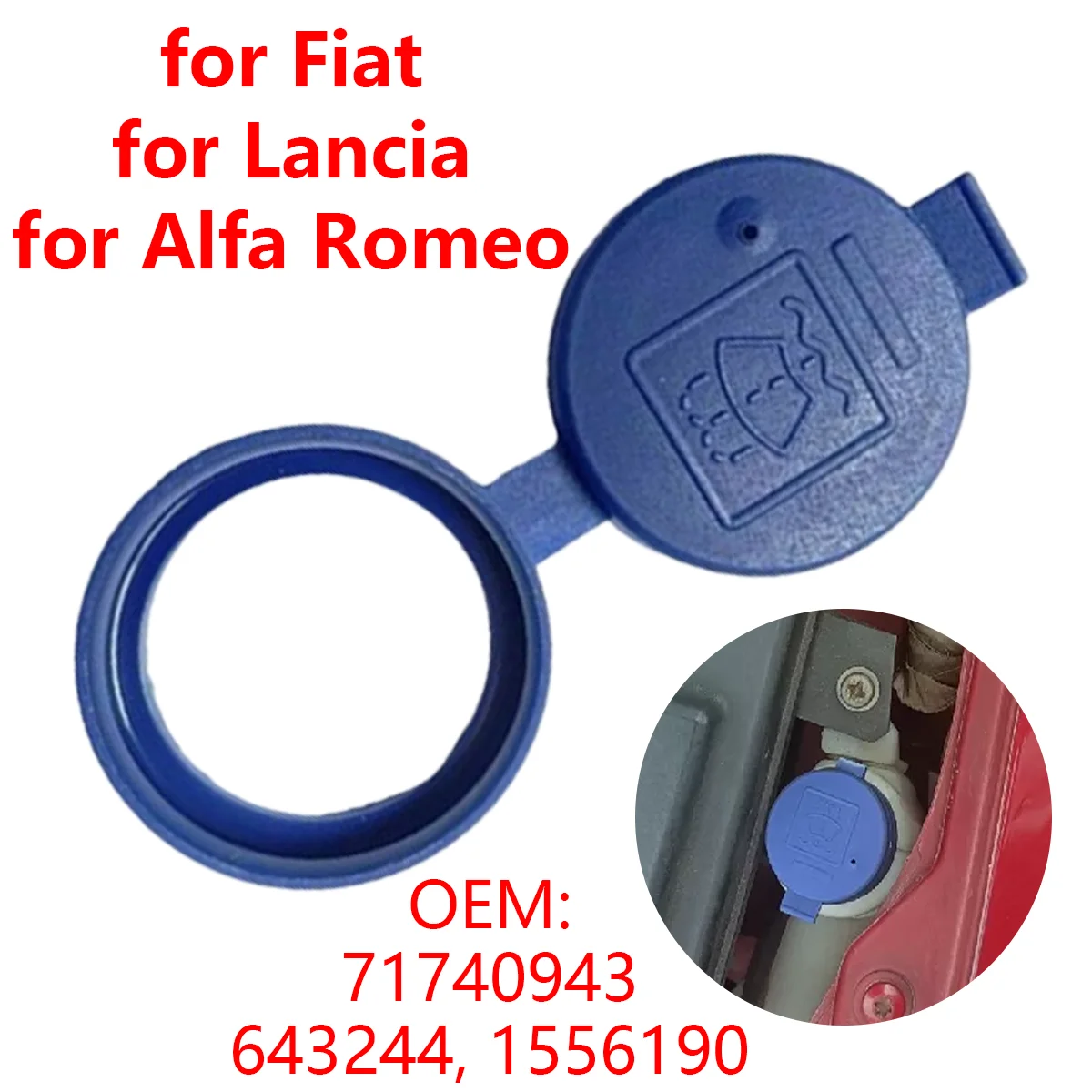 Car Windshield Washer Fluid Reservoir Tank Bottle Cap Lid 71740943 for Fiat 500 Punto Bravo Doblo for Alfa Romeo for Abarth 500