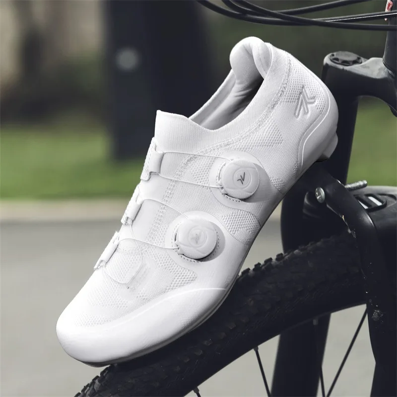 

Breathable Knit Cycling Shoes Dual Knob Closure 3 Soles (Road/MTB/Rubber) Lightweight for Men Women Bicycle Riding