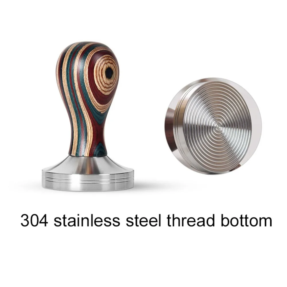 Thread/Flat Bottom Colorful Wooden Handle Coffee Tamper 51/53/58 MM Heavy Duty Coffee Powder Hammer Hand Press Detachable