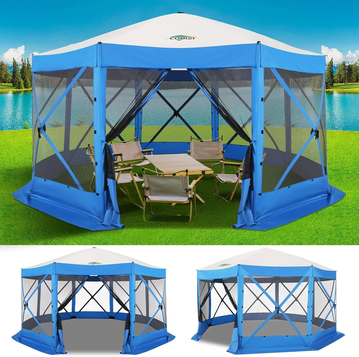 

15x15ft Extra Large Pop Up Gazebo Canopy Tent with Mosquito Netting Spacious Easy Set Up Screened Shelter Durable Outdoor Pavili