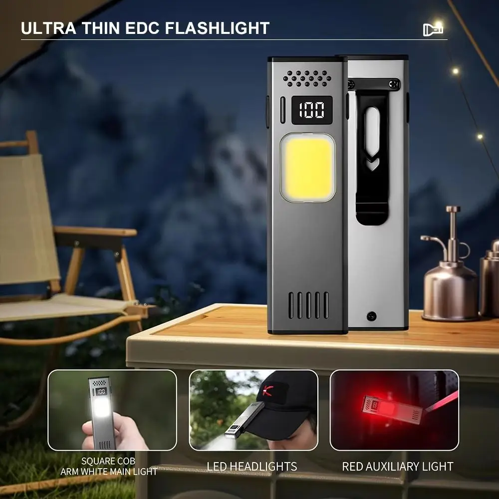 

Portable Magnetic DC-02 EDC Flashlight Super-Thin Rechargeable Super-Thin Flashlight Built-in Battery Mini Flashlight Work
