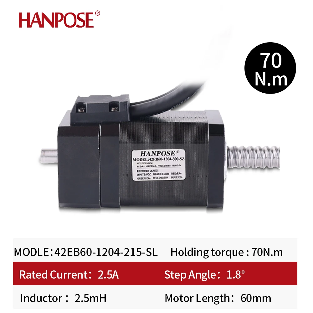 42EB60 34/40/48/-1204-300-SL Closed-loop Ball Screw Motor with Rear Output Shaft and Encoder, Handwheel Option Available