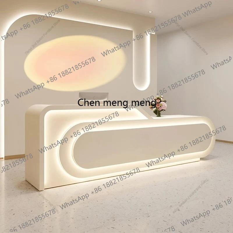 

Modern Cream-style Reception Desk Beauty Salon Yoga Studio Customer Consultation Front Desk Hotel Workbench Office Furniture