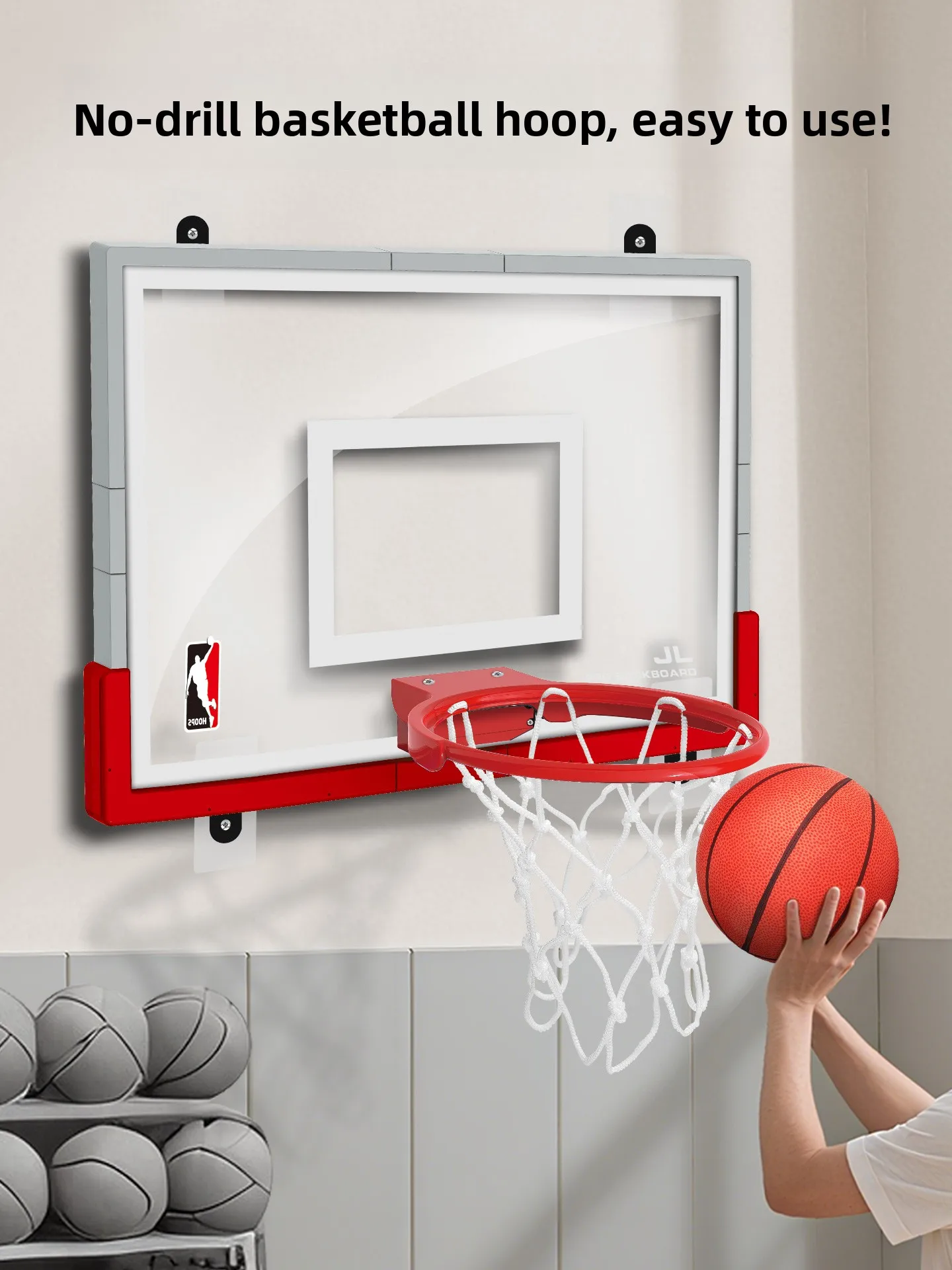 

Indoor Basketball Shot Frame Hanging Style Basketball Rim for Adults And Children No Drilling Required Plastic Basketball Stand