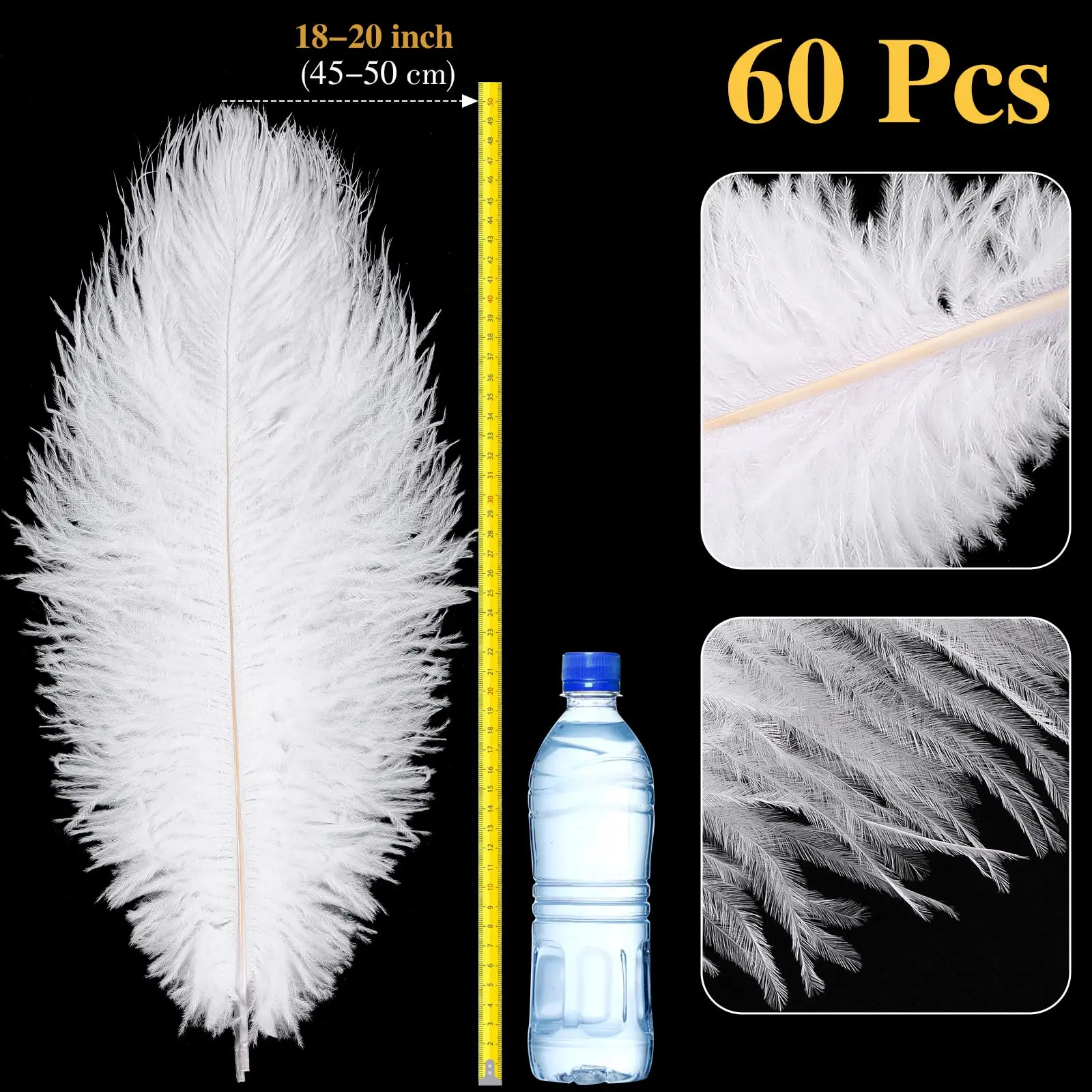10 ชิ้น 45–50 เซนติเมตรขนนกกระจอกเทศสีขาวขนาดใหญ่ขนนุ่มสําหรับงานแต่งงาน DIY ตกแต่งตารางดอกไม้ Centerpieces