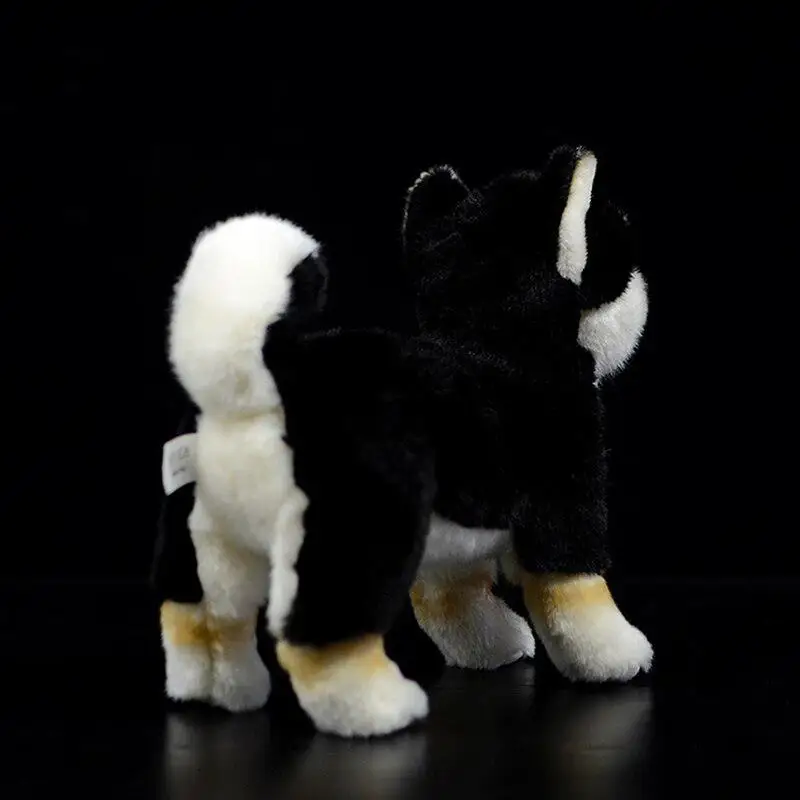 20Cm Real Life Standing Black Japanese Shiba Inu Plush Toys Soft Lifelike Dog Stuffed Animal Toys