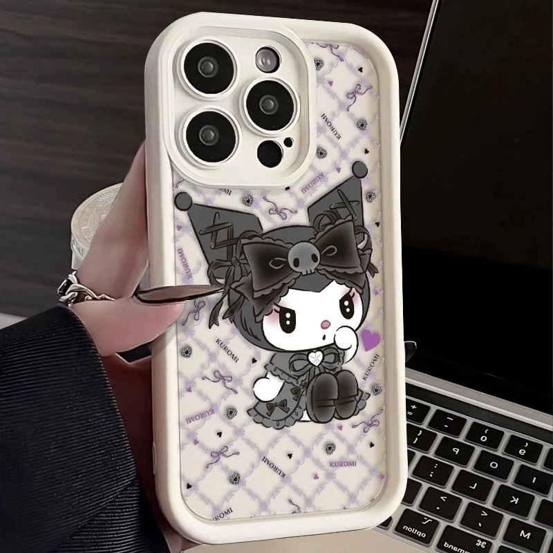 Hello kitty Kuromi Melody For iPhone 15 14 13 12 11 Pro Max XS Max X XR 7 8 Plus 6S 5S  Liquid Eye Ladder Phone Case