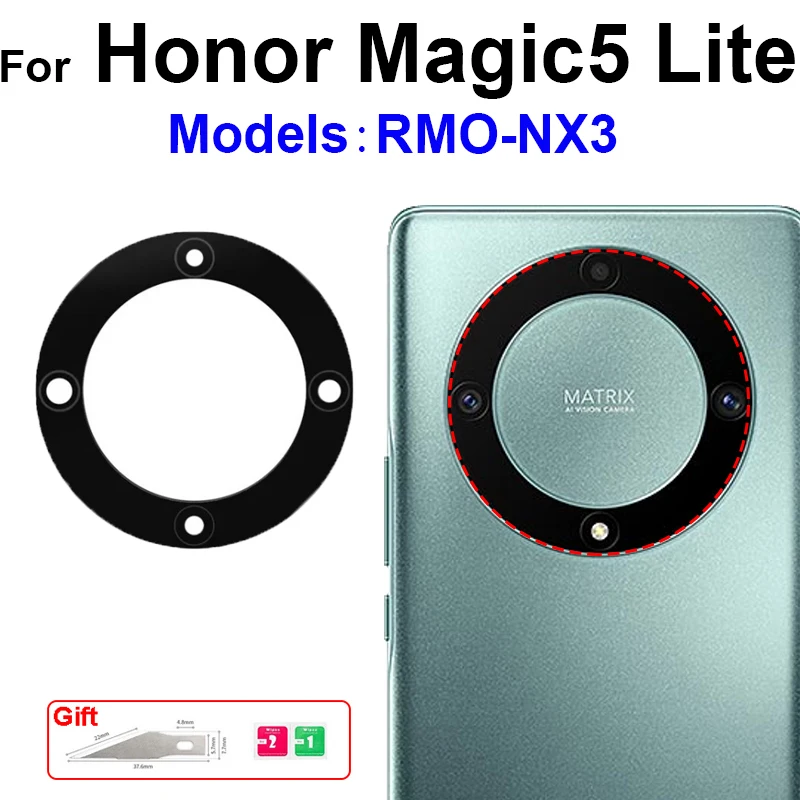 Rear Camera Lens Glass with Adhesive Sticker For Honor Magic5 Lite Magic 5 Lite Back Camera Glass innner Lens Replacement Parts