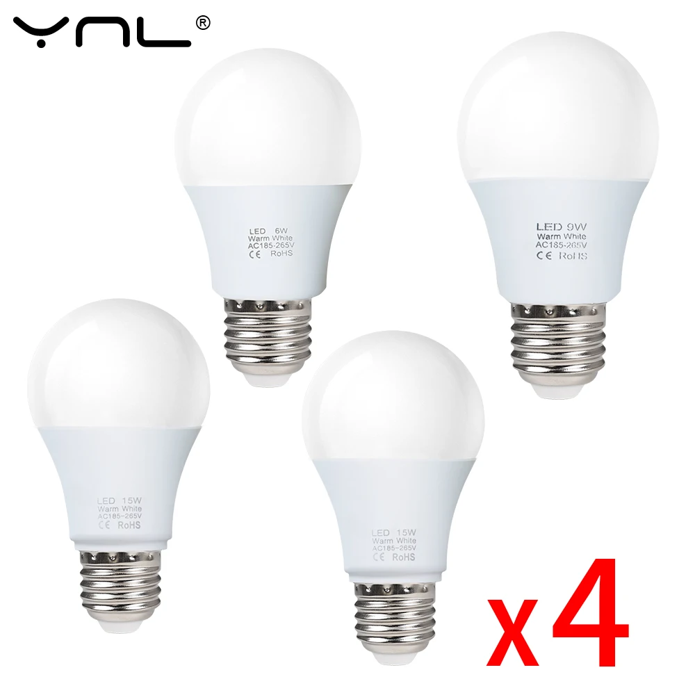 4 teile/los e27 LED-Lampen Lampen AC 220V smd2835 3w 6w 9w 12w 15w 18w Lampada LED-Glühbirnen Wohnzimmer Home Indoor LED Bombilla