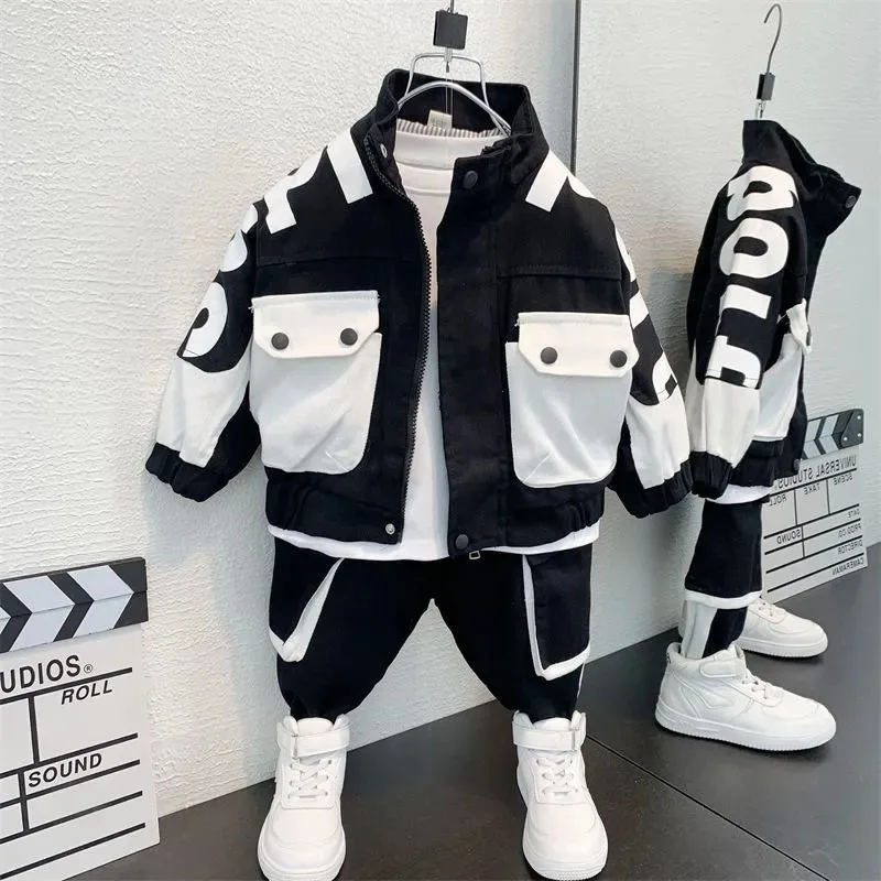 Boys Clothing Set Jacket Suit Spring and Autumn Clothing Children\'s Sportswear Set Boys\' Baby Coat Pants Two-piece Set 2024 New