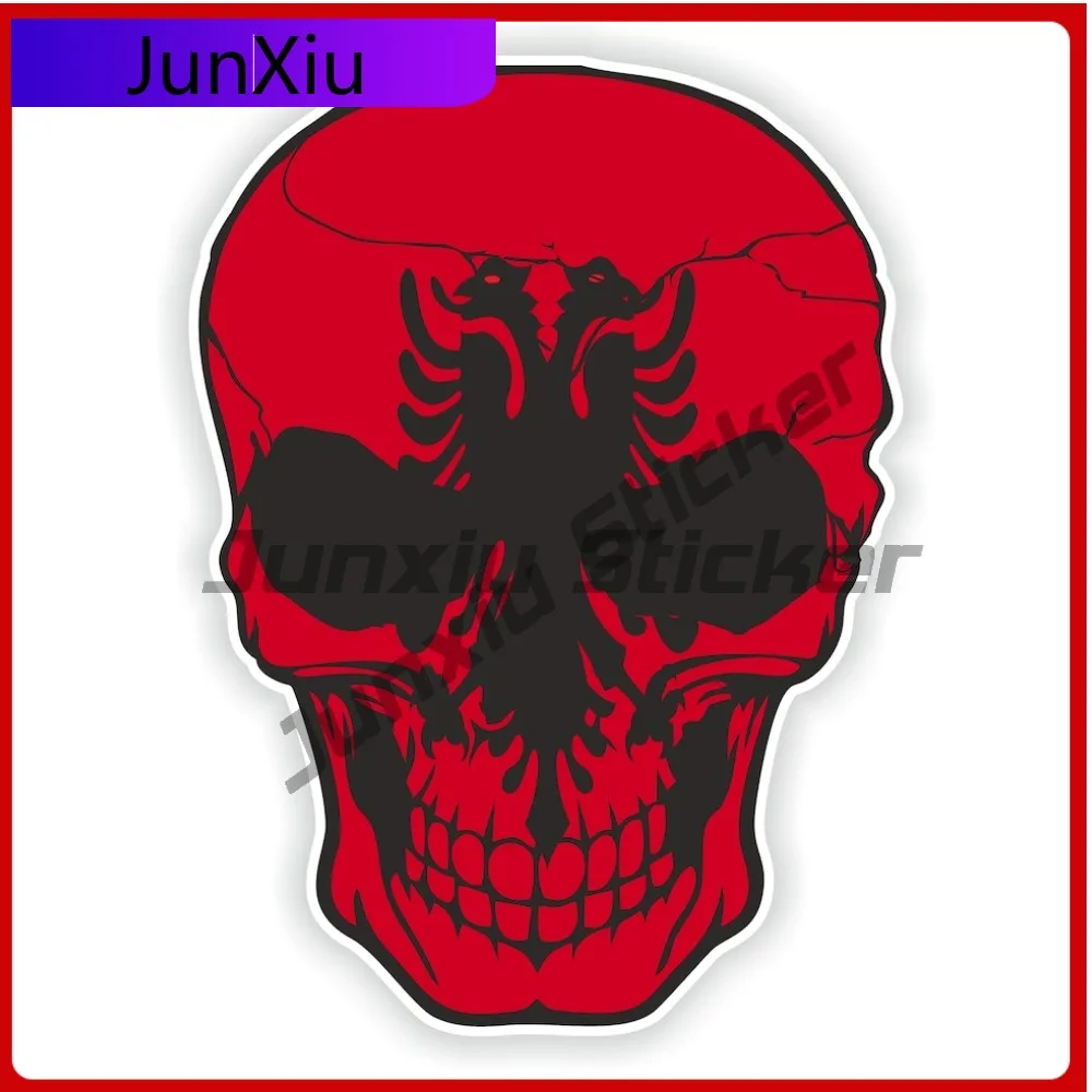 

Albania Skull Sticker With Flag Anti Scratch Decals Decorative X500 Motorcycle Kayaks Camping Car Window Decoration Waterproof