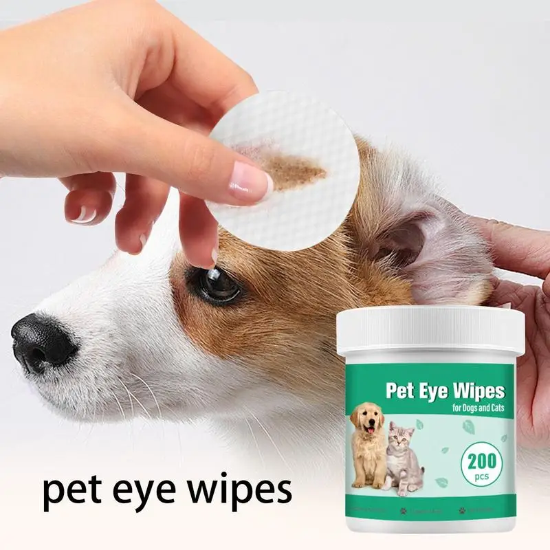 

200 Pieces Pet Tear Stain Removal Wipes Dog Eye Wash Wipes Travel Size Eye Wash Wipes Prevent tear stains and keep your dog