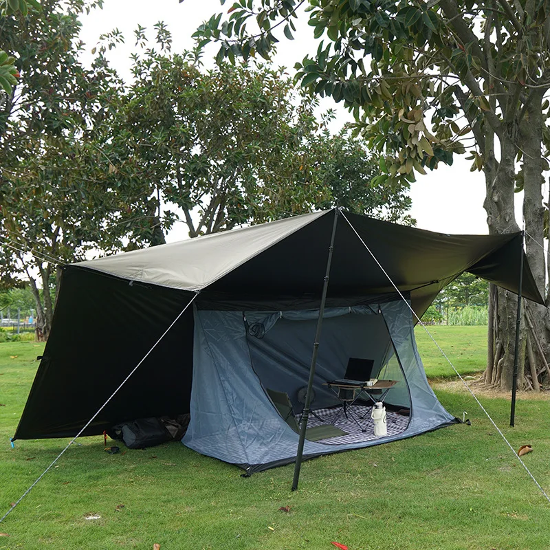 Portable Camping Tarp Shelter Outdoor Sun Shade Canopy Waterproof Tent Awning Multiple Hanging Points for Travel 캠핑 타프