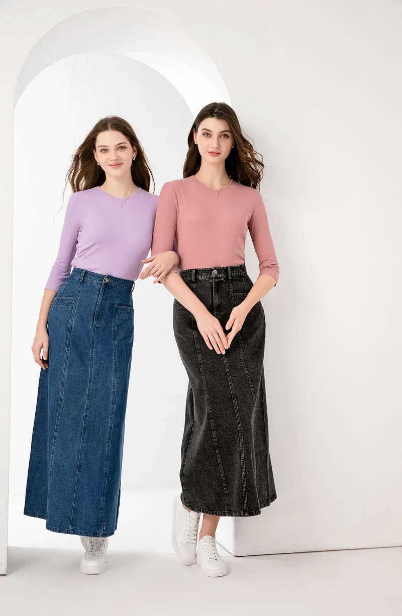 AS AW 2024 spring summer maxi denim skirt for woman clothing no any stretch (ship out in 24 hours)