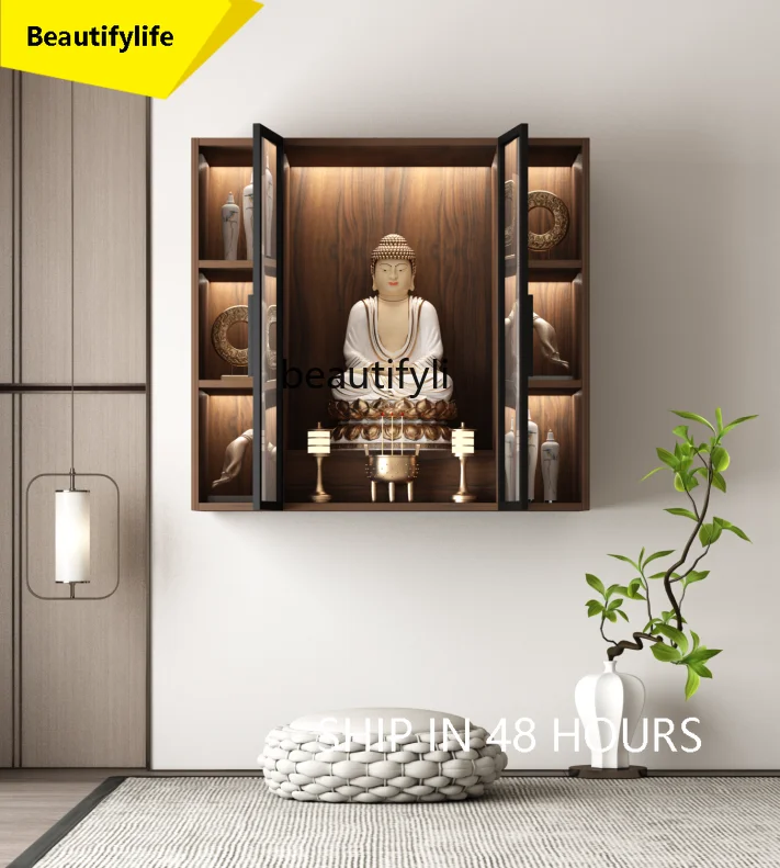 

X188 New Chinese Buddha Niche with Door Solid Wood Household Modern Light Luxury Altar Buddha Shrine Cabinet Rack