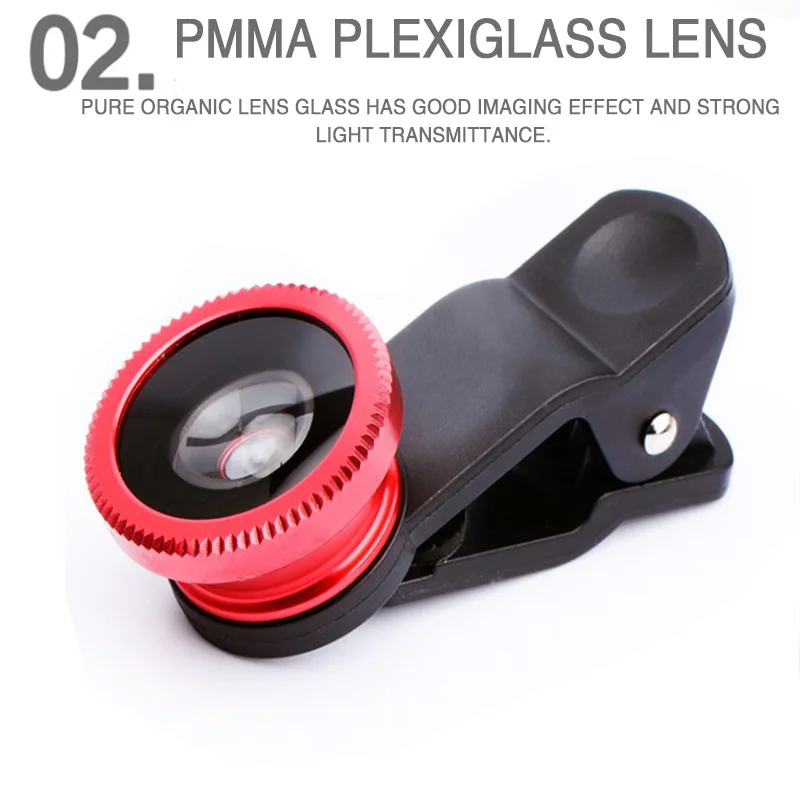 3in1 Fisheye Wide Angle Micro Camera Lens for iPhone Xiaomi Redmi 3IN1 Zoom Fish Eye Len on Smartphone Lenses with Phone Clip image 3