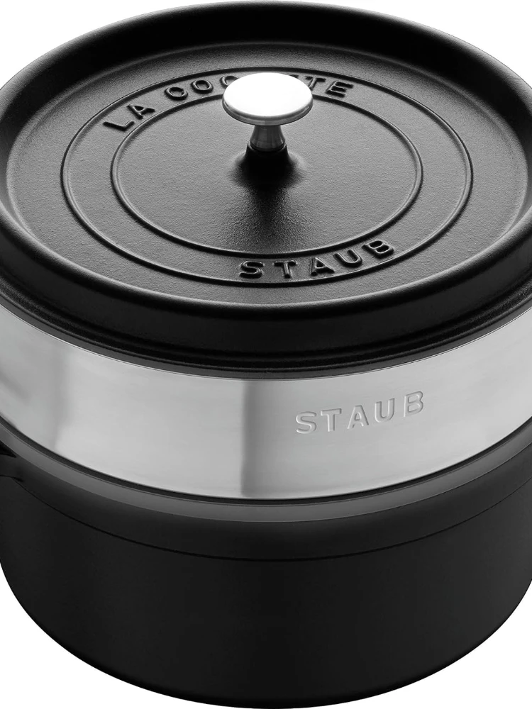 Staub Round Cocotte with Steamer, 26 cm, Black