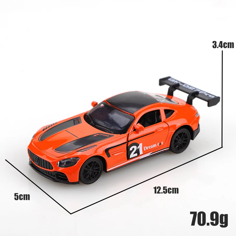 가방에 담긴 1.36 신형 합금 GT 풀백 자동차, 세련된 금속 자동차, 문 열림 가능한 풀백 장난감, 어린이 장난감 선물, 자동차 장식품