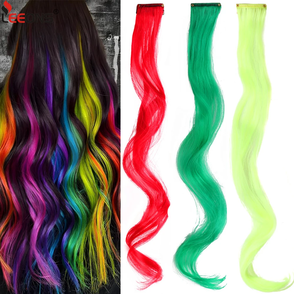 

20Inch 12Pcs/Lot Synthetic Hair Extensions Festival Party Ombre Hairpieces Exquisite Clip Hair Extension Highlighted Hair Daily