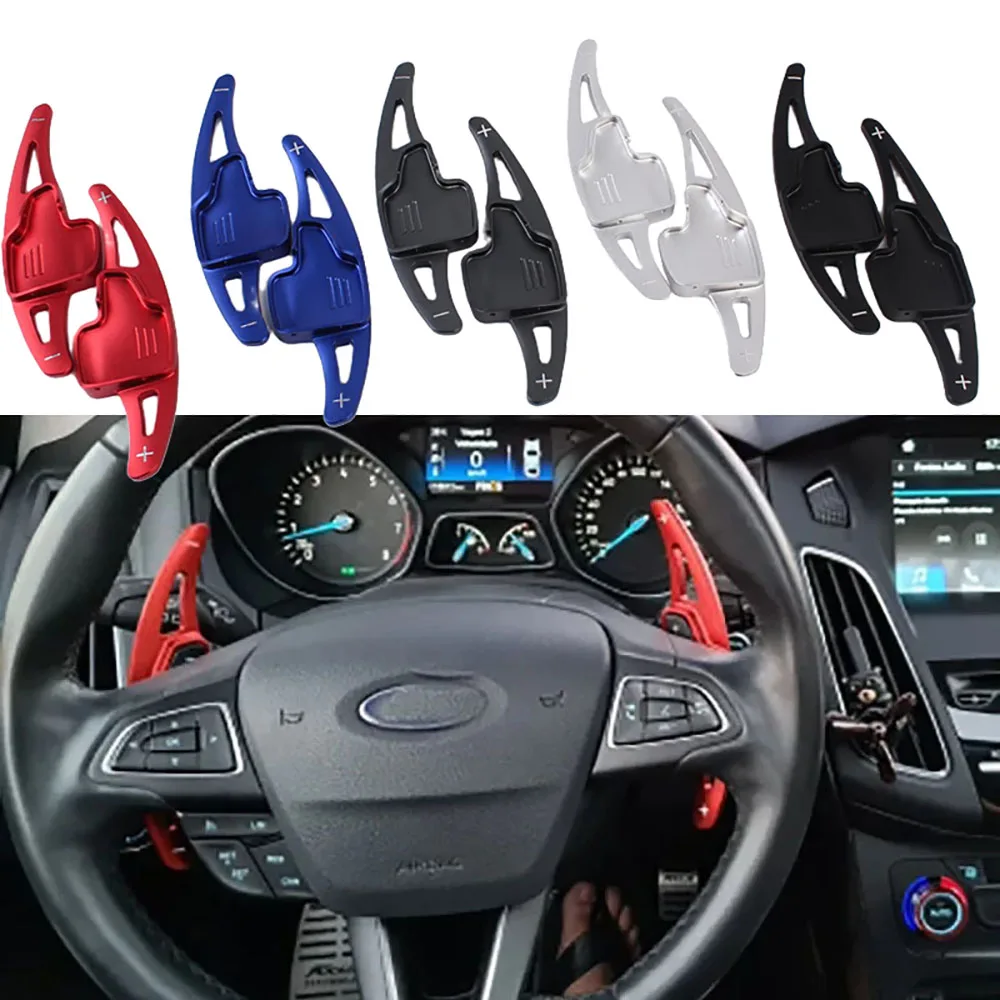 Pair Car Auto Steering Wheel Shift Paddle Extender Stickers Aluminum for 2015-up Ford Focus Kuga, 2019+Ecosport, 2020+ Escape