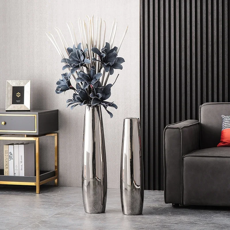 Vas keramik Modern untuk ruang tamu, vas bunga berdiri di lantai, vas bunga sederhana kelas atas untuk ruang tamu